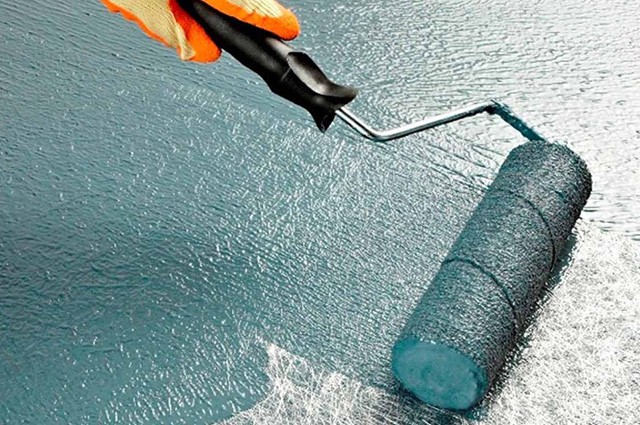 Applying Waterproofing Membrane with Roller